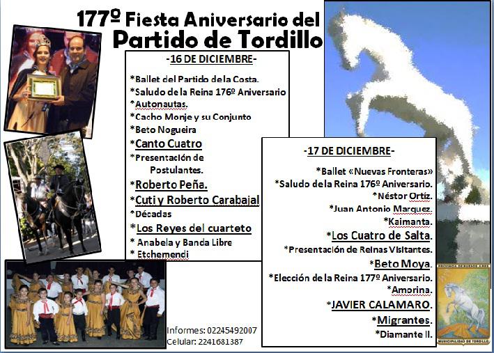 177° ANIVERSARIO DEL PARTIDO DE TORDILLO CRONOGRAMA