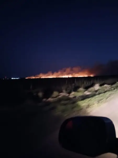 Intenso trabajo de bomberos por  incendio de pastizales