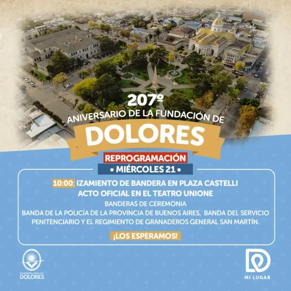 Se reprogramaron los festejos por el 207º aniversario de la fundación de Dolores - Diario Criterio Online