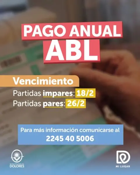 Información importante: pago anual abl - Diario Criterio Online