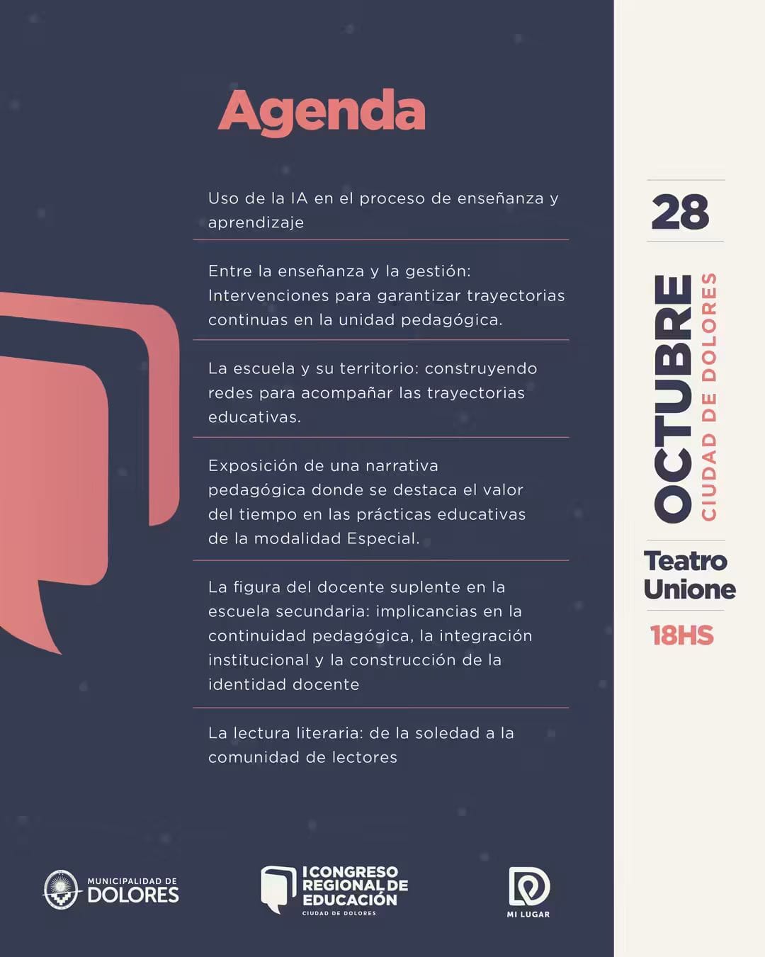 Dolores será sede del 1° Congreso Regional de Educación