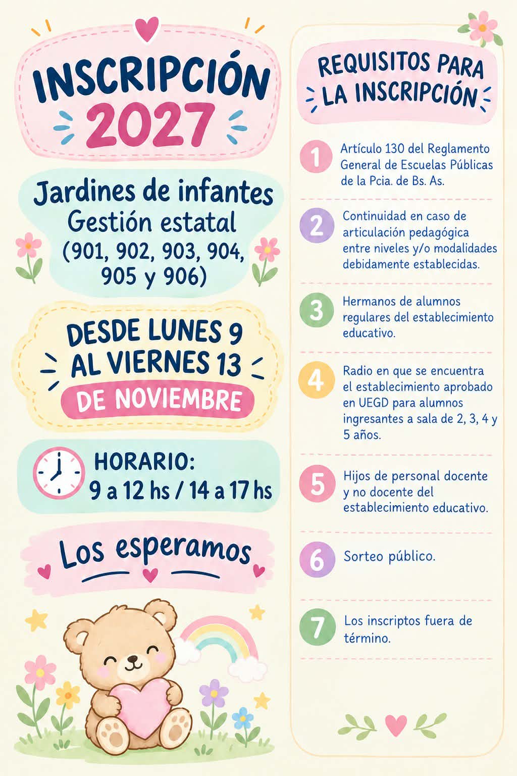 JARDINES DE INFANTES DE GESTIÓN ESTATAL: INSCRIPCION DE ALUMNOS INGRESANTES 2027-