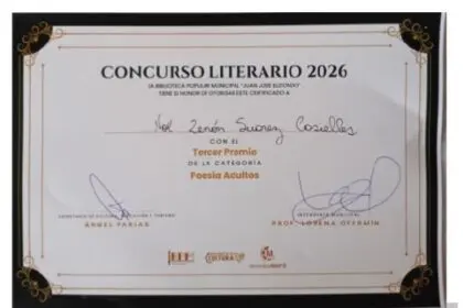 Noé Zenón Suárez Casielles obtuvo el tercer premio en el Concurso Literario de Maipú 2026 - Diario Criterio Online